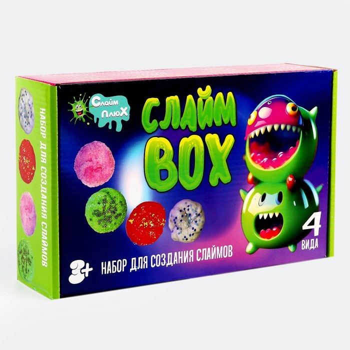 Слайм BOX 4 клея, набор по созданию слайма Слайм BOX 4 клея, набор по созданию слайма