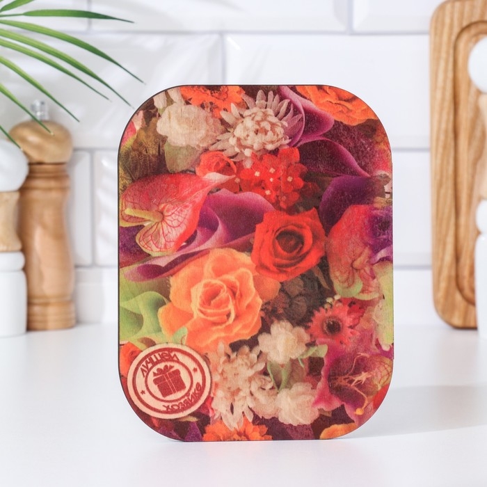 Набор деревянная разделочная доска и подставка под горячее с декором  Набор деревянная разделочная доска и подставка под горячее с декором "№3" 29,25х18,75х1,1 см