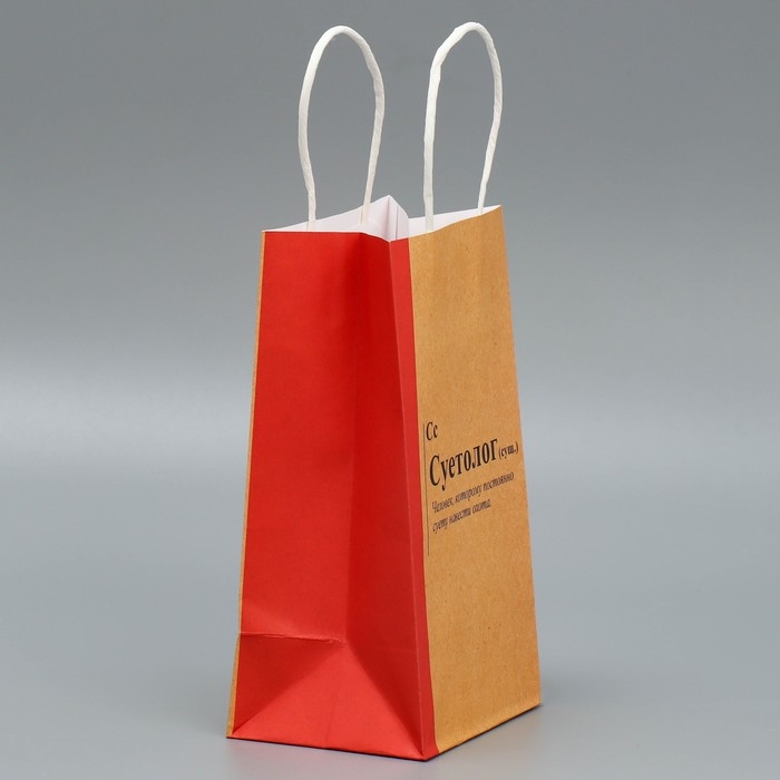 Упаковка, пакет подарочный крафтовый, «Суетолог», 12 х 21 х 9 см