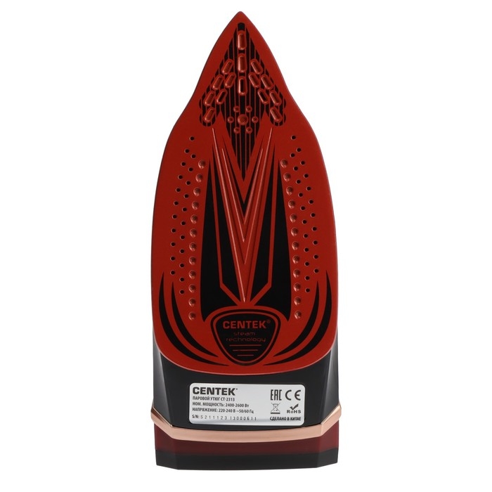 Утюг Centek CT-2313, 2600 Вт, 350 мл, керамика, капля-стоп, пар. удар, самоочистка, красный Утюг Centek CT-2313, 2600 Вт, 350 мл, керамика, капля-стоп, пар. удар, самоочистка, красный