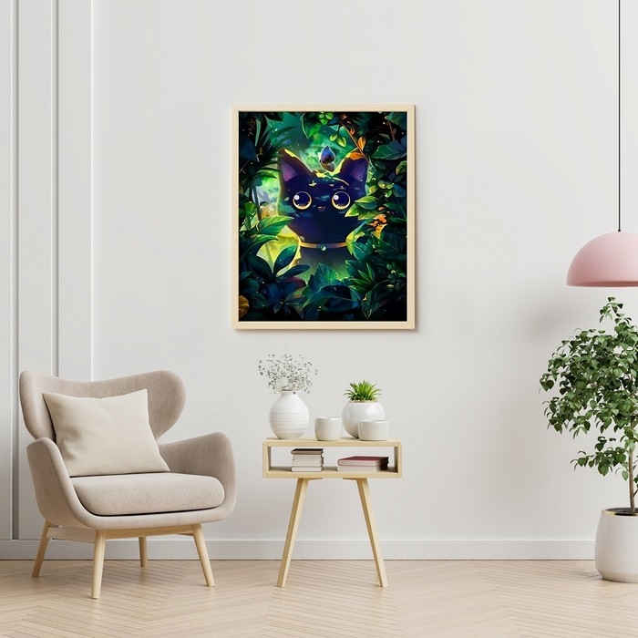 Картина по номерам 40x50 черный холст Картина по номерам 40x50 черный холст "Кошачий арт" (23 цвета) BHR0582