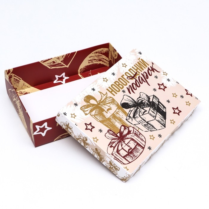 Новый год. Коробка подарочная новогодняя складная, "Изысканность", 21 х 15 х 5,7 см