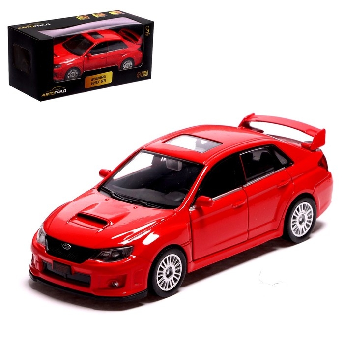 Машина металлическая SUBARU WRX STI, 1:32, инерция, открываются двери, цвет красный Машина металлическая SUBARU WRX STI, 1:32, инерция, открываются двери, цвет красный