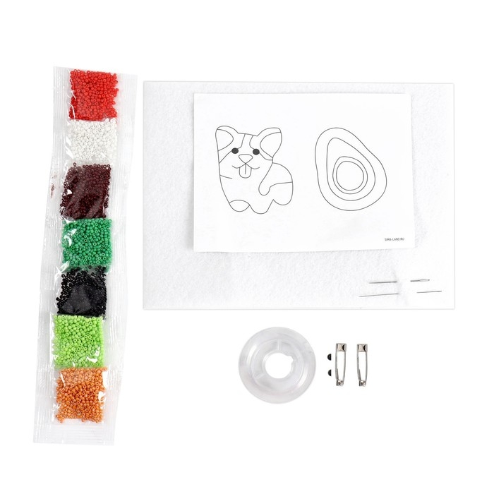 Вышивка бисером. Брошь «Корги и авокадо», набор для творчестваа Вышивка бисером. Брошь «Корги и авокадо», набор для творчестваа