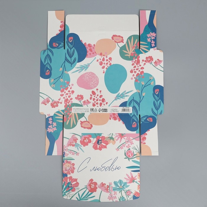 Коробка подарочная складная двухсторонняя, упаковка, «Цветы», 20 х 18 х 5 см Коробка подарочная складная двухсторонняя, упаковка, «Цветы», 20 х 18 х 5 см
