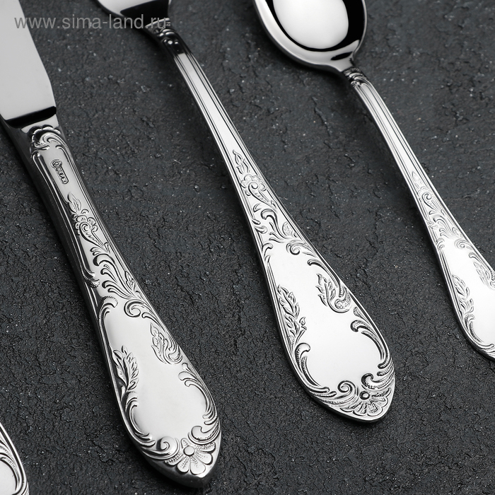 Набор столовых приборов «Посольский», 24 предмета, декоративная коробка, цвет серебряный Набор столовых приборов «Посольский», 24 предмета, декоративная коробка, цвет серебряный