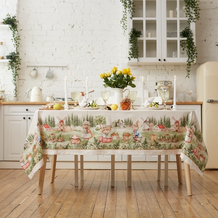 Скатерть "Этель" Кроличья ферма 149х110см, 100% хл, саржа 190 г/м2