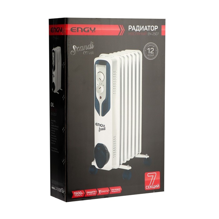 Обогреватель ENGY EN-2507, маслянный, 1500 Вт, 20 м², 7 секций, белый Обогреватель ENGY EN-2507, маслянный, 1500 Вт, 20 м², 7 секций, белый