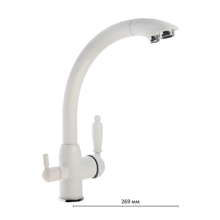 Смеситель для кухни Accoona A5179G-7, с выходом для питьевой воды, латунь, белый Смеситель для кухни Accoona A5179G-7, с выходом для питьевой воды, латунь, белый