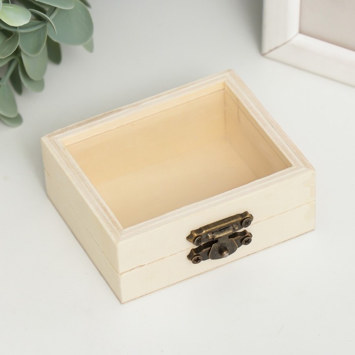 Шкатулка для росписи дерево Шкатулка для росписи дерево "Прямоугольная со стеклом" 2,8х7,7х6,5 см