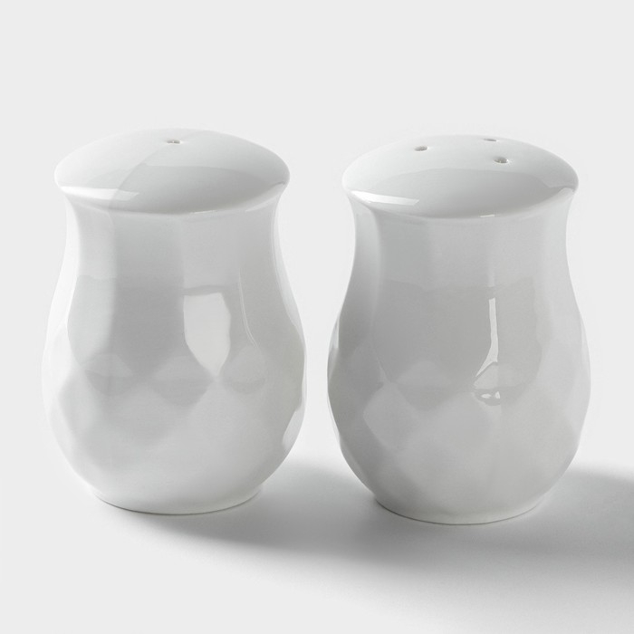 Набор для специй керамический «Эстет. Герда», 2 предмета: солонка, перечница, цвет белый Набор для специй керамический «Эстет. Герда», 2 предмета: солонка, перечница, цвет белый