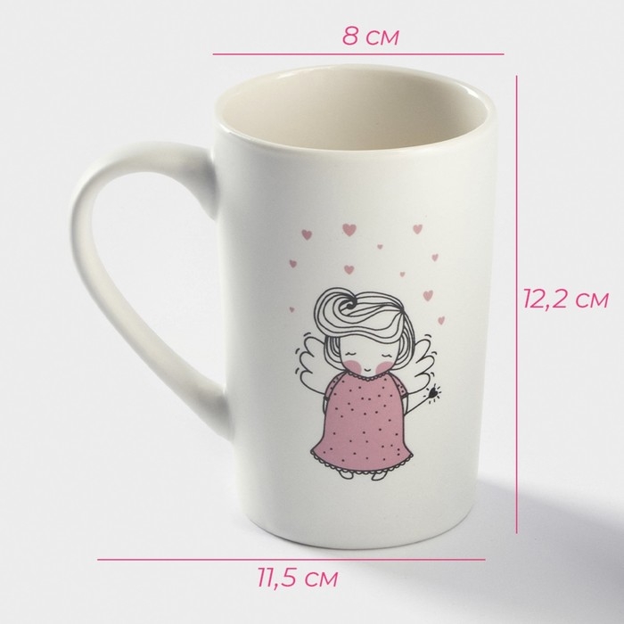 Кружка фарфоровая Доляна «Ангел», 380 мл, цвет белый Кружка фарфоровая Доляна «Ангел», 380 мл, цвет белый