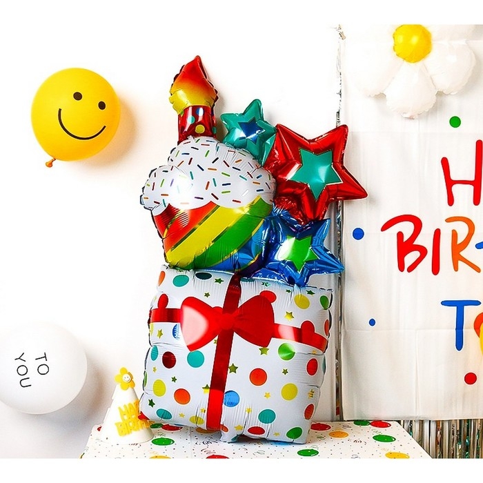 Шар фольгированный 40" &laquo;Подарок со звёздами&raquo;, фигура, под воздух