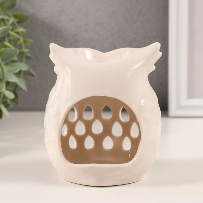 Аромалампа керамика Аромалампа керамика "Белый филин. Капельки" 7,5х8х10 см
