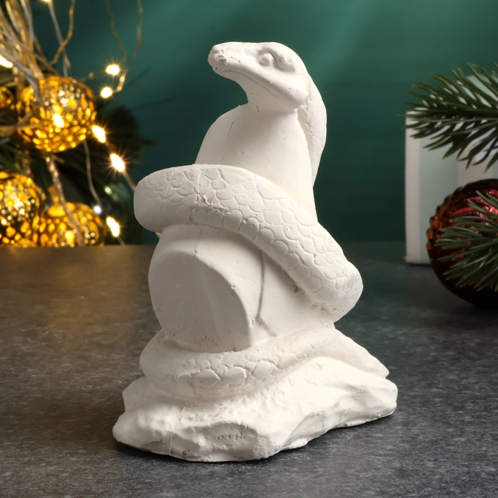 Новый год. Символ 2025. Фигура для раскраски  Новый год. Символ 2025. Фигура для раскраски "Змея на камне", 9х7х5см