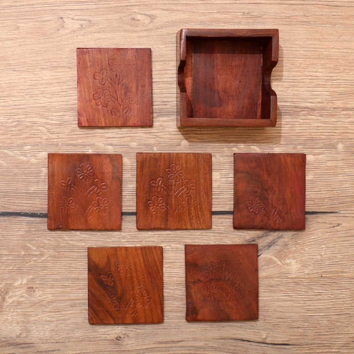 Подставка под горячее Подставка под горячее "Квадрат" дерево 9,8х9,2х4,5 см МИКС