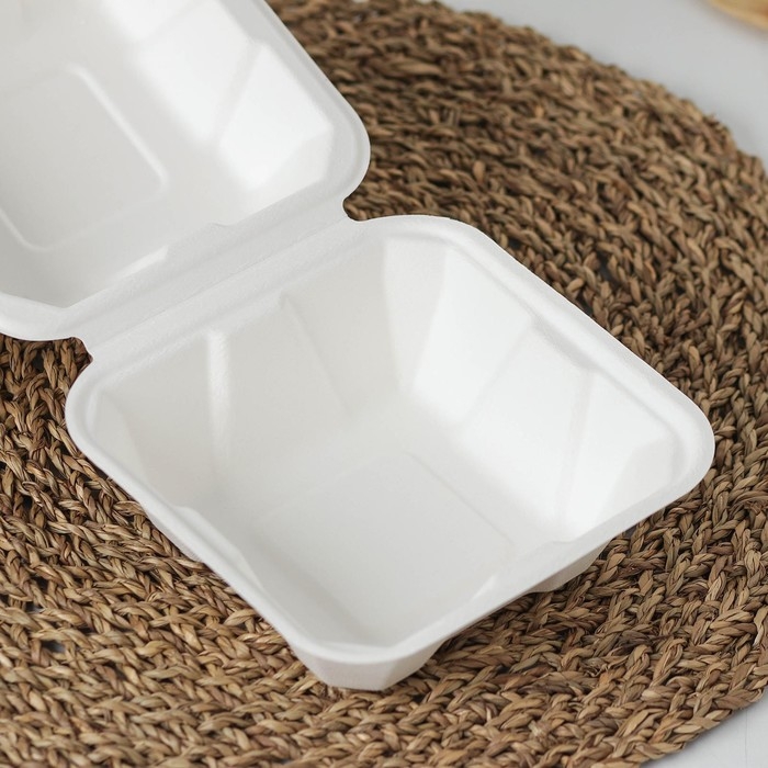 Ланч - бокс для бенто-торта и бургера, 450 мл, сахарный тростник, 10 шт/уп Ланч - бокс для бенто-торта и бургера, 450 мл, сахарный тростник, 10 шт/уп