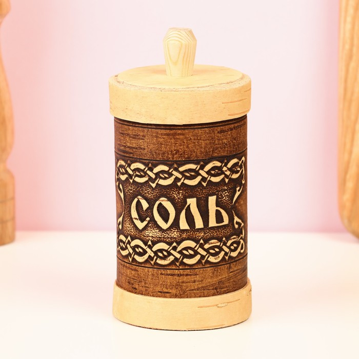 Туес для специй «Соль», высокий, 6х6х12 см, береста Туес для специй «Соль», высокий, 6х6х12 см, береста