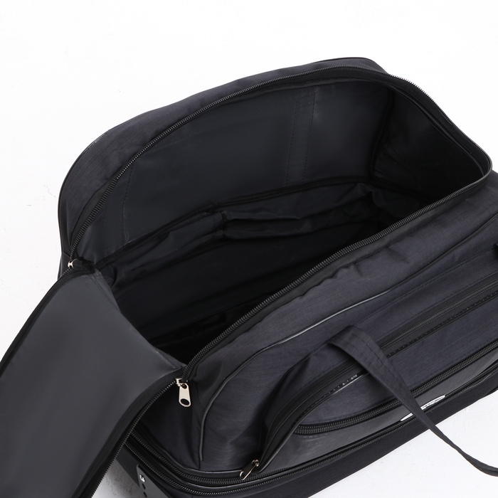 Сумка дорожная на колёсах, отдел на молнии, с увеличением, 2 наружных кармана, цвет чёрный Сумка дорожная на колёсах, отдел на молнии, с увеличением, 2 наружных кармана, цвет чёрный