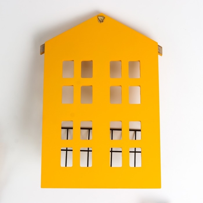 Декор настенный с полочкой дерево Декор настенный с полочкой дерево "Домик" жёлтый 31х9,4х22,2 см