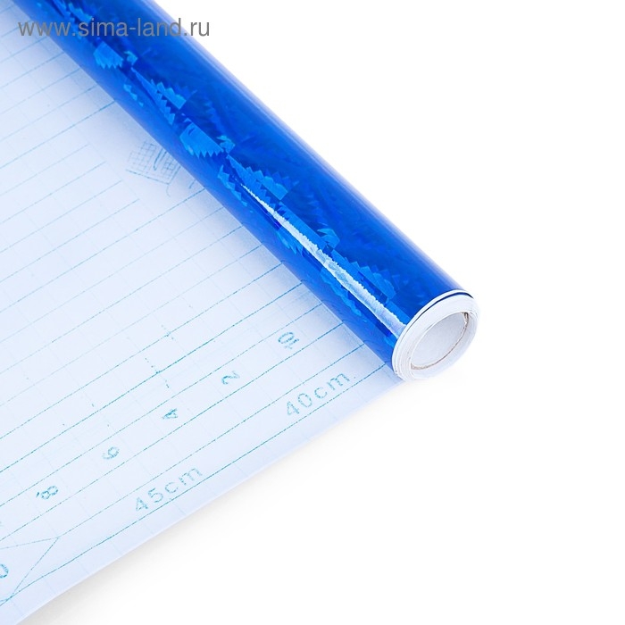 Пленка самоклеящаяся, голография, синяя, 0.45 х 3 м, 3 мкр,  Пленка самоклеящаяся, голография, синяя, 0.45 х 3 м, 3 мкр, "Ромбы"