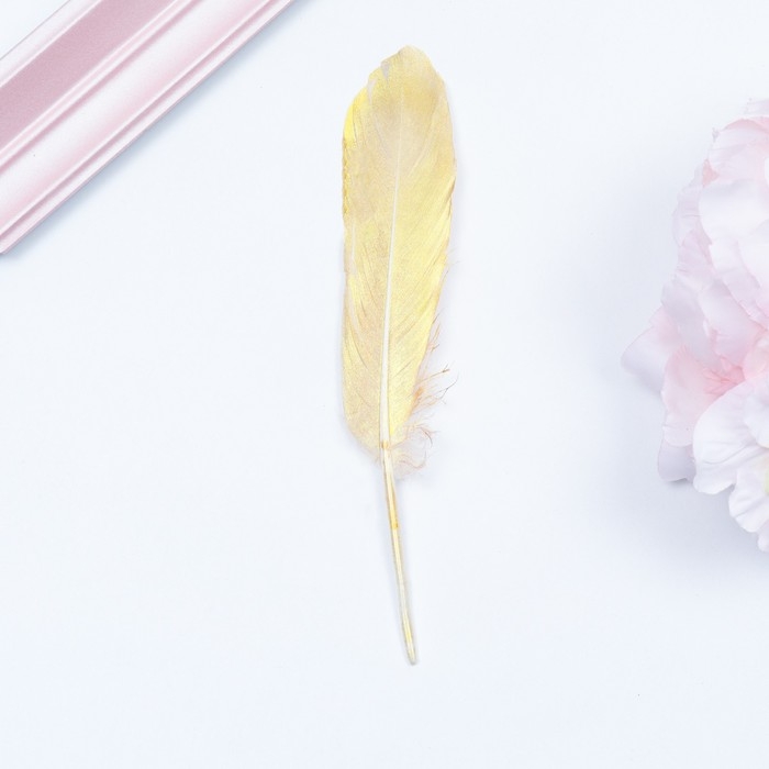 Перья для декора, золото полная окраска , 13-15 см 10 шт