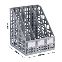 Лоток для бумаг cборный, вертикальный, 5 отделений, серый