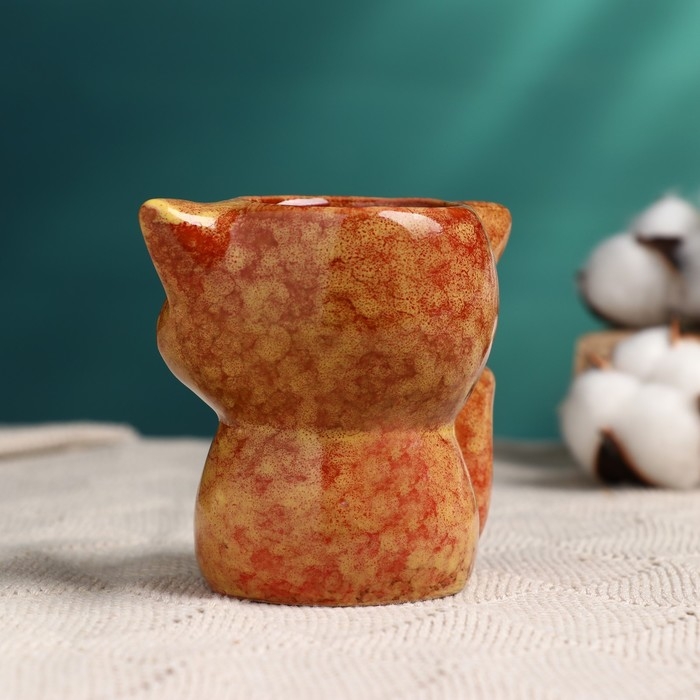 Горшок Горшок "Лисенок Фред" рыжий, 8х9х9см