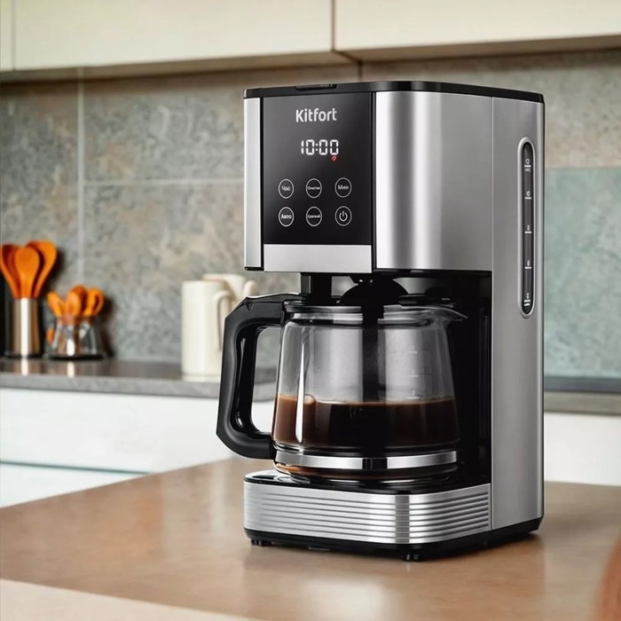 Кофеварка Kitfort КТ-7222, капельная, 1000 Вт, 1.5 л. Чёрно-серебристая Кофеварка Kitfort КТ-7222, капельная, 1000 Вт, 1.5 л. Чёрно-серебристая