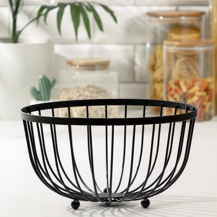 Фруктовница Доляна, 25×25×13,5 см, цвет чёрный Фруктовница Доляна, 25×25×13,5 см, цвет чёрный