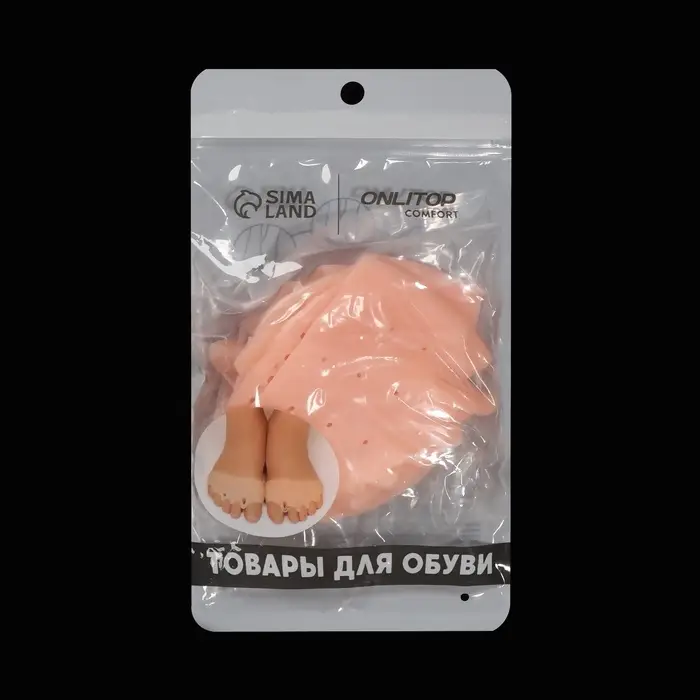 Корректоры - разделители для пальцев ног, на манжете, дышащие, 4 разделителя, силиконовые, 8&times;7 см, пара, бежевые