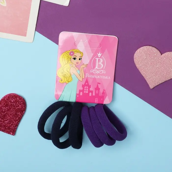 Резинка для волос Резинка для волос "Махрушка" (набор 6 шт) 3,5 см, синий фиолетовый