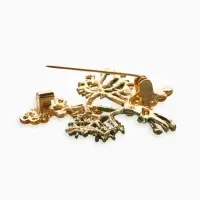 Брошь "Цветы Мимозы", цвет жёлто-зелёный в золоте