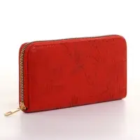 Кошелёк женский на молнии 19&times;2.5&times;10.5 см, с цветочным принтом, красный