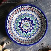 Тарелка узбекская Риштанская Керамика &laquo;Узоры&raquo;, d=20 см, синяя, узор МИКС