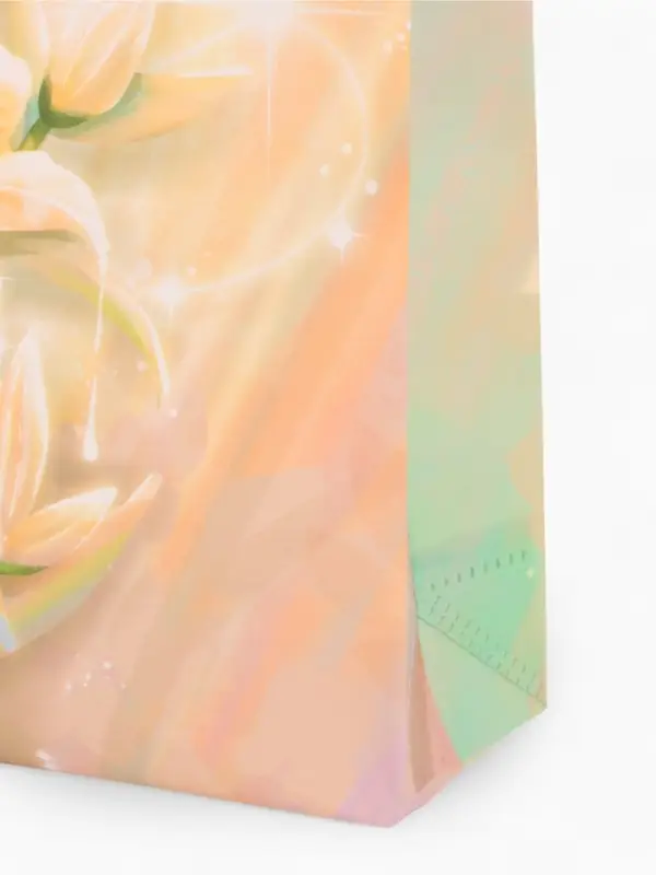 Сумка хозяйственная без застёжки, с цветочным принтом, 32&times;10&times;26 см, бежевая