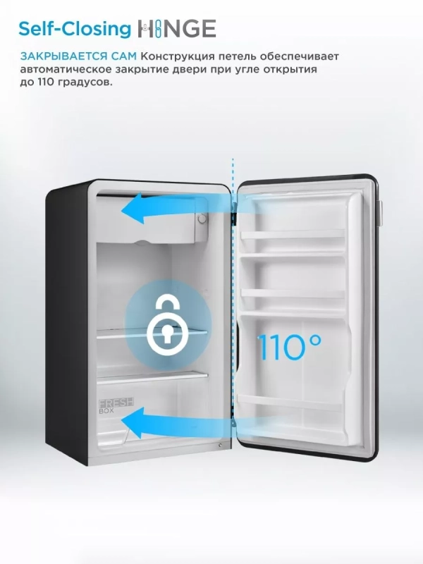 Холодильник MDRD142SLF30, черный, однокамерный, 93 л, ретро Холодильник MDRD142SLF30, черный, однокамерный, 93 л, ретро