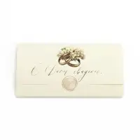 Конверт для денег с наклейкой, «С днём свадьбы», тиснение, 17.5 х 9 см