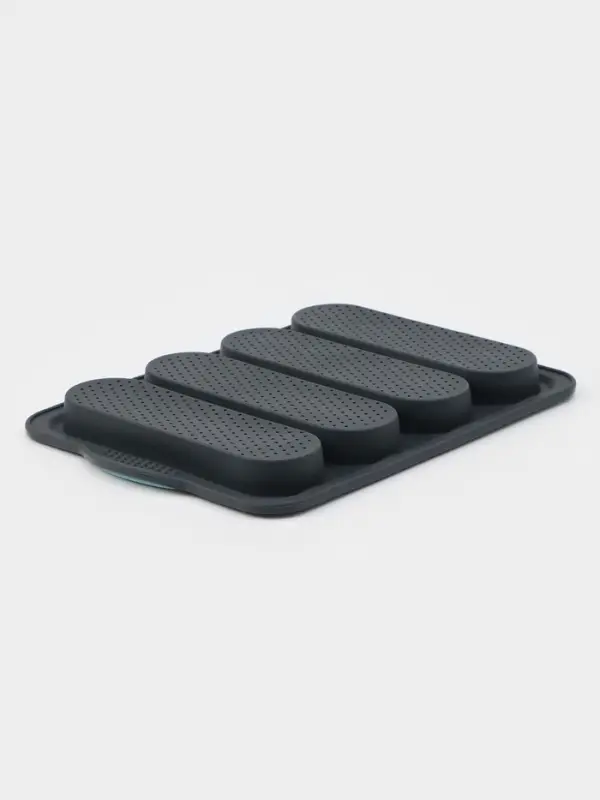 Форма для выпечки с перфорацией &laquo;Хлеб&raquo;, силикон, 35.5&times;23.5&times;2.5 см, 4 ячейки (20&times;6.2&times;2.4 см), тёмно-серый