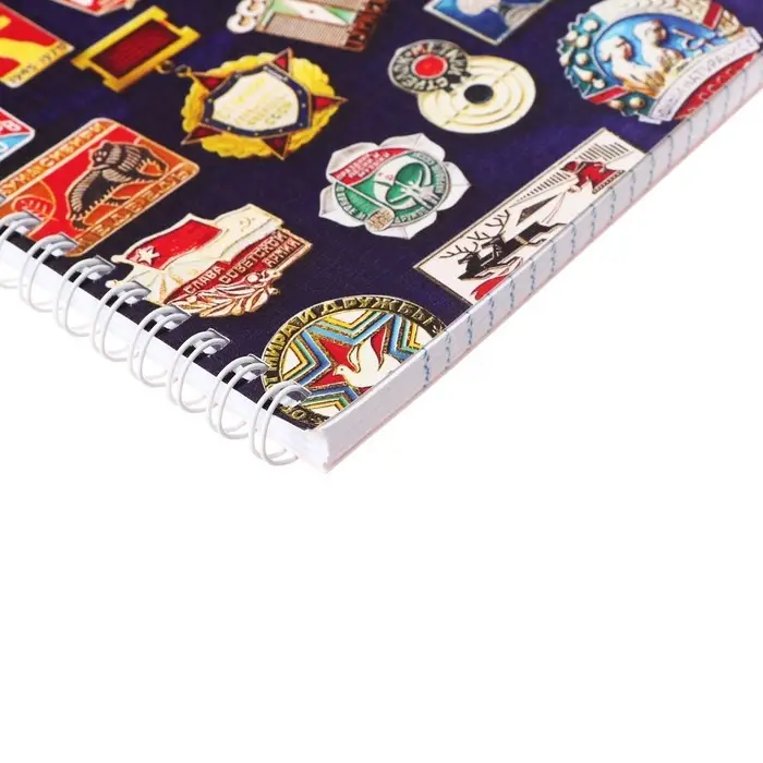 Тетрадь А4, 96 листов в клетку на гребне Ностальгия, обложка мелованный картон, матовая ламинация, тиснение, блок 65г/м2, 4В МИКС