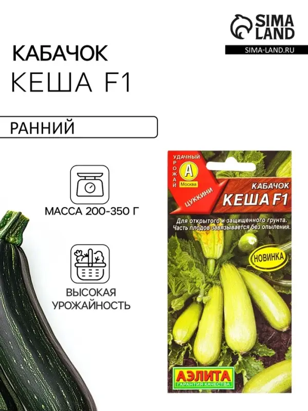 Семена Кабачок цуккини &laquo;Кеша&raquo;, F1, 7 шт., &laquo;Агрофирма АЭЛИТА&raquo;