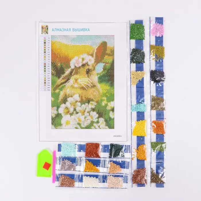 Алмазная мозаика с полным заполнением на холсте &laquo;Зайка&raquo;, 20&times;30 см