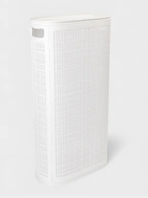 Плетёная корзина для белья с крышкой &laquo;Лён&raquo;, 60 л, 43&times;20&times;80 см, белая