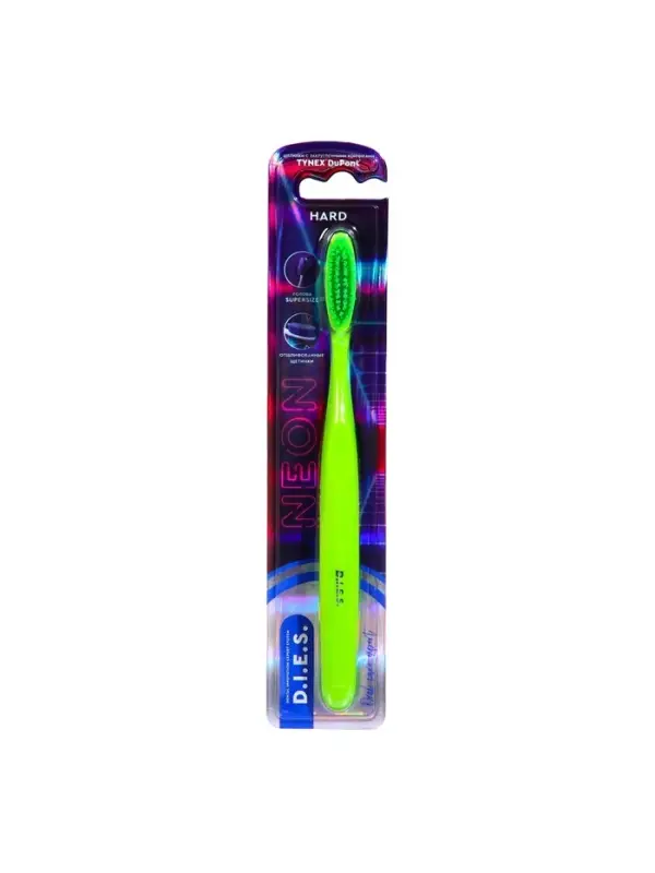 Зубная щетка D.I.E.S. Neon, жесткая, зеленый