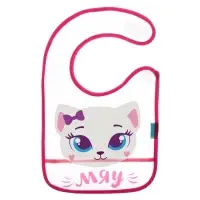 Нагрудник для кормления M&B &laquo;Котёнок&raquo; непромокаемый на липучке, с карманом, МИКС