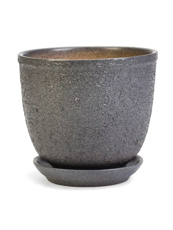 Горшок цветочный с поддоном 1,8 л, керамика  Горшок цветочный с поддоном 1,8 л, керамика "Шагрень" (М)