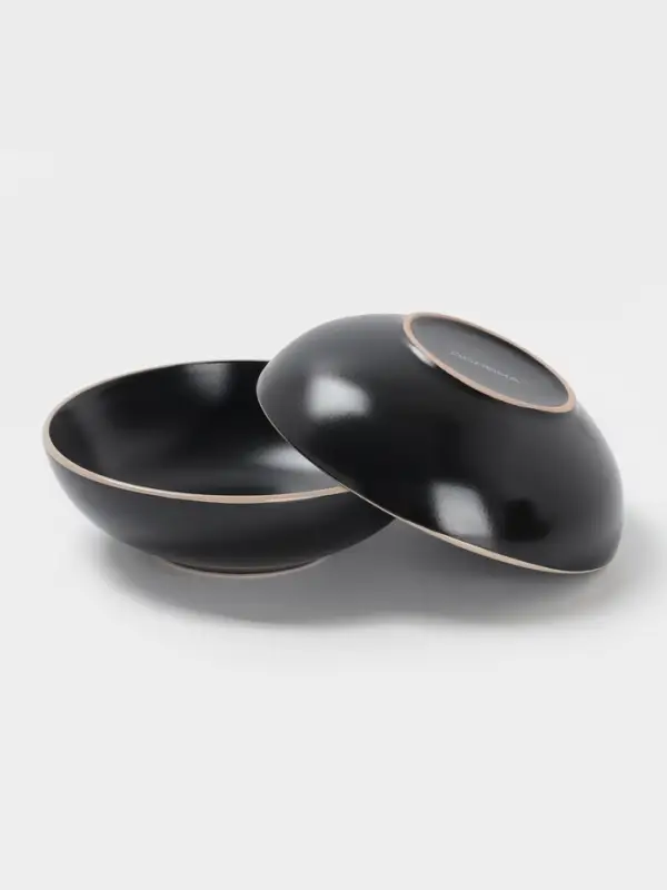 Набор тарелок Доляна &laquo;Ваниль&raquo;, 18 предметов: 6 тарелок d=19 см, 6 тарелок d=27 см, 6 мисок d=19 см, керамика, чёрный