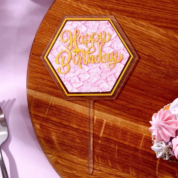 Топперы для торта «С днём рождения» 1 шт., кольцо для салфеток 1 шт., МИКС Топперы для торта «С днём рождения» 1 шт., кольцо для салфеток 1 шт., МИКС