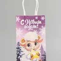 Пакет подарочный крафтовый &laquo;С Новым годом&raquo;, 12&times;21&times;9 см