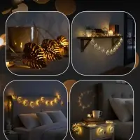 Гирлянда &laquo;Нить&raquo; 2.5 м с насадками &laquo;Листочек&raquo;, IP20, прозрачная нить, 10 LED, от батареек АА&times;2, свечение тёплое белое